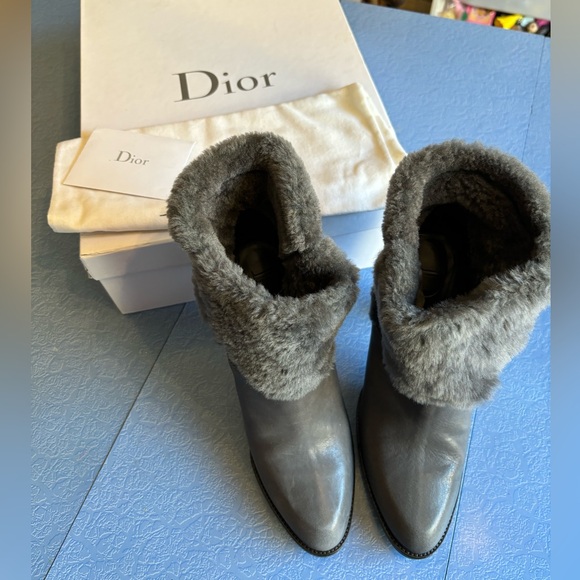 Dior calf skin booties gray size 40.5 - Picture 1 of 12